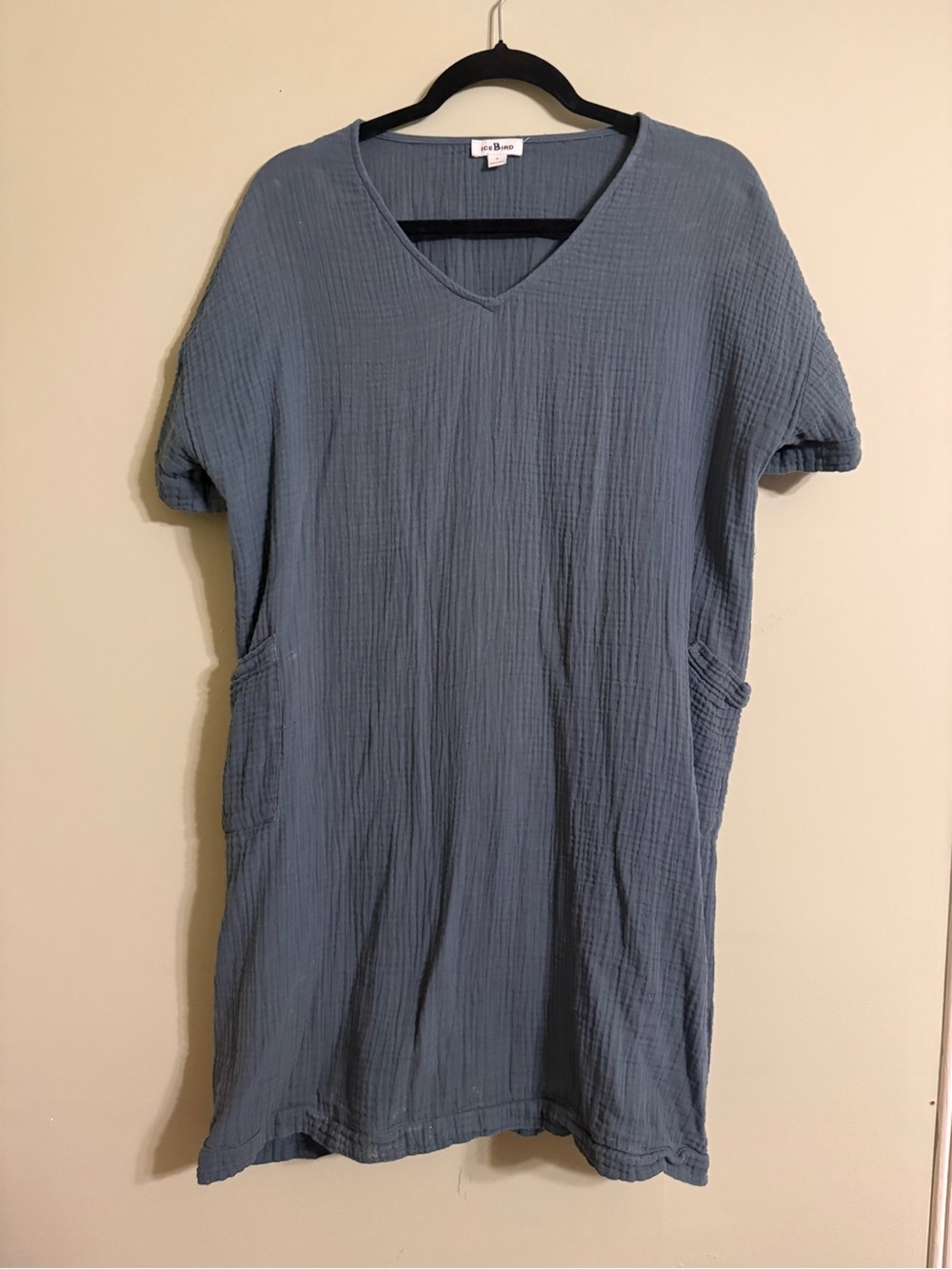 Slate Blue V-Neck Cotton Gauze Tunic